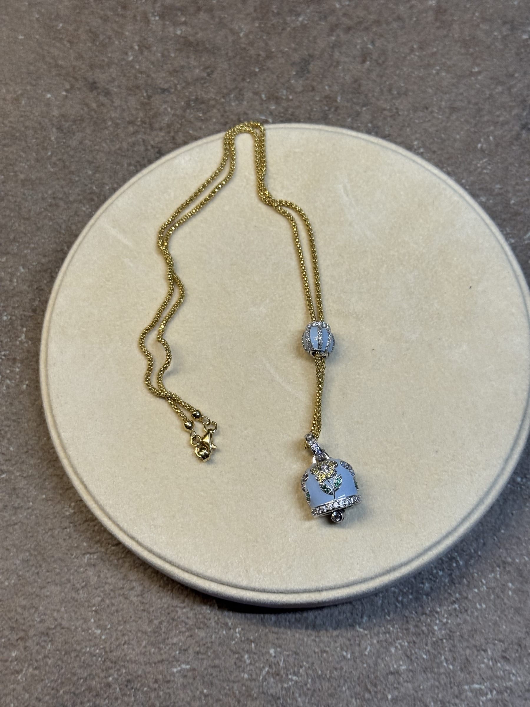 Collana slider oro smalto azzurro